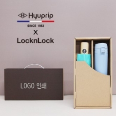 협립 3단 마시멜로 완전 자동 우산 + 락앤락 슬림핏 원터치 400ml 텀블러 세트