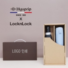 협립 3단 폰지실버 수동 우산 + 락앤락 슬림핏 원터치 400ml 텀블러세트