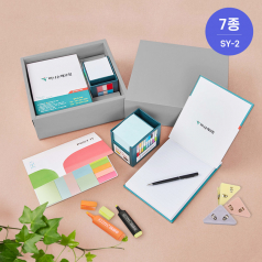 SY-2 NEW스마트큐브메모함(B형)+하드커버리갈메모지+수첩형포스트잇(종합형) 세트