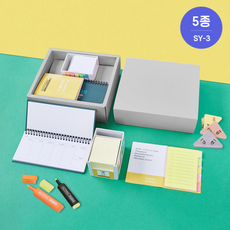 SY-3 NEW스마트큐브메모함(B형)+하드커버플래너(소)+수첩형형광인덱스포스트잇 세트 #2