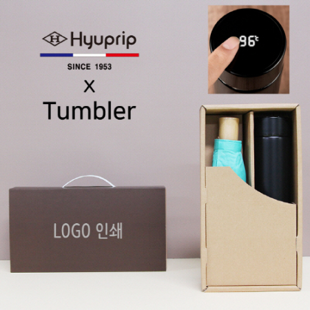 협립 3단 마시멜로 수동 우산 + 스마트온도계 500ml 텀블러 세트 #2