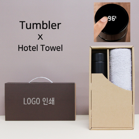 스마트온도계 500ml 텀블러 + 코마 40수 180 호텔타올 세트 #2