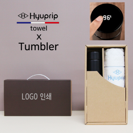 스마트온도계 500ml 텀블러 + 협립 눈꽃 세면타올 세트 #2