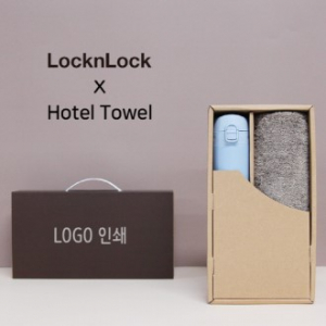 락앤락 슬림핏 원터치 400ml 텀블러 + 코마 40수 200 호텔타올 세트