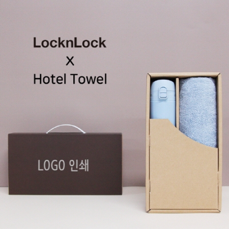 락앤락 슬림핏 원터치 400ml 텀블러 + 코마 40수 180 호텔타올 세트 #2