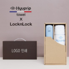 락앤락 슬림핏 원터치 400ml 텀블러 + 협립 눈꽃 세면타올 세트