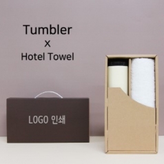벅스로얄 500ml 텀블러 + 코마 40수 200 호텔 세면타올 세트
