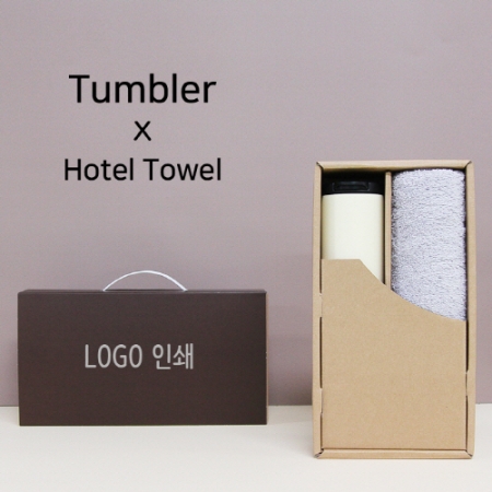 벅스로얄 500ml 텀블러 + 코마 40수 180 호텔 세면타올 세트 #2