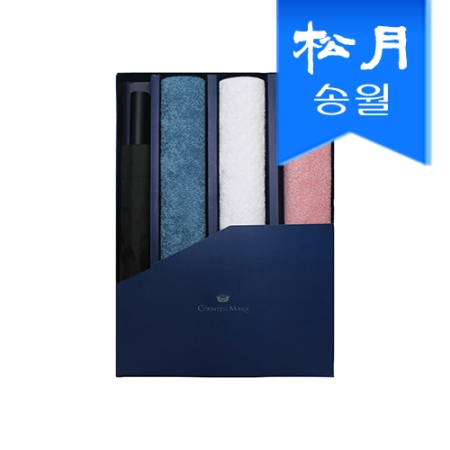 송월타올 우산 4매 선물세트 180g 코마 40수 호텔타올3 + 2단 완벽 무지우산1 // (쇼핑백 미포함 #2