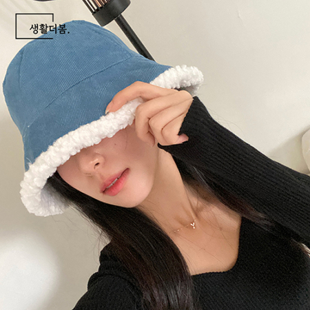 생활더봄 양면 코듀로이/양털 겨울 버킷햇 #3