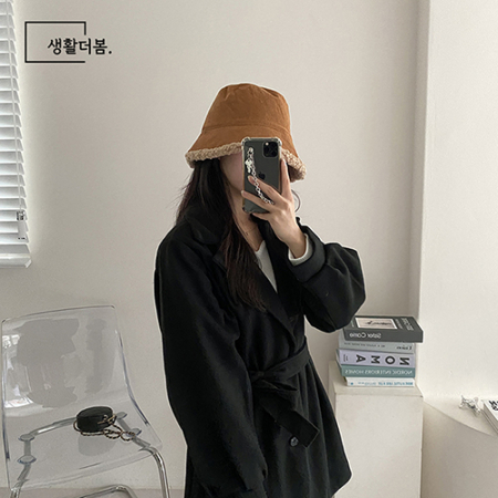 생활더봄 양면 코듀로이/양털 겨울 버킷햇 #2