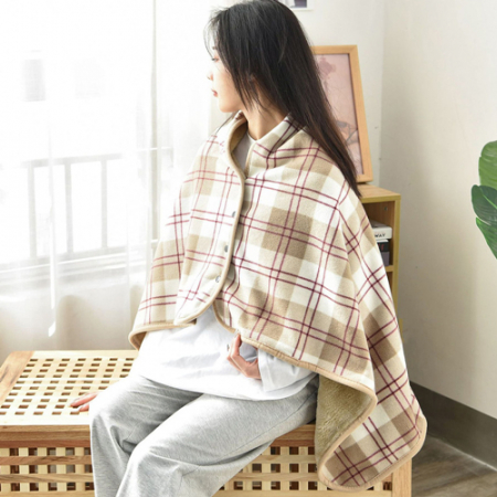 똑딱이 극세사 망토담요, 체크무늬 망또 담요 후드 담요 5종? #2