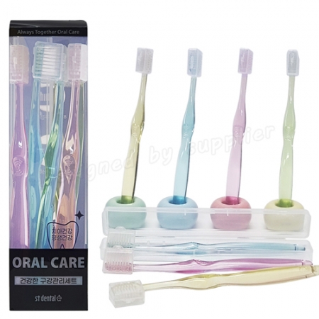 오랄케어 큐빅 치과용 크리스탈캡 6P 12호 슬림 미세모 칫솔 선물세트 #4