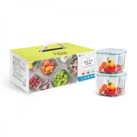 글라스 깊은 사각 대 2조 밀폐용기 #2