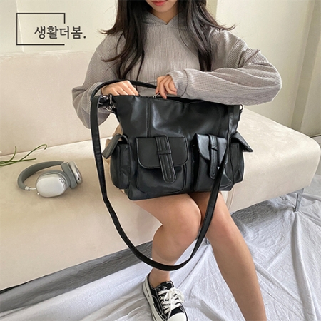 생활더봄 4포켓 레더 여성 학생 숄더 크로스백 #2