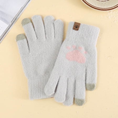 장갑 기모안감 방한 학생 성인 니트 개별 opp 곰돌이 발바닥 터치 #3