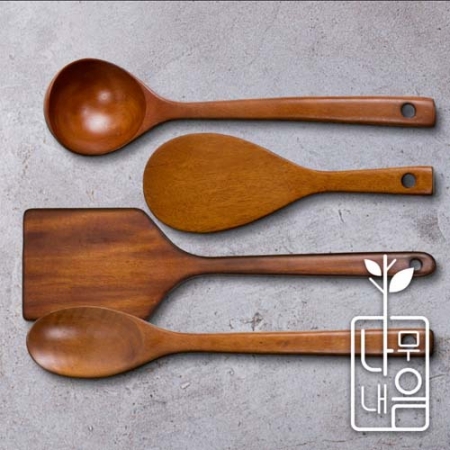 [쿠비녹스] 나무내음 국자 뒤집게(특대) 볶음스푼 주걱 4종 세트 #2