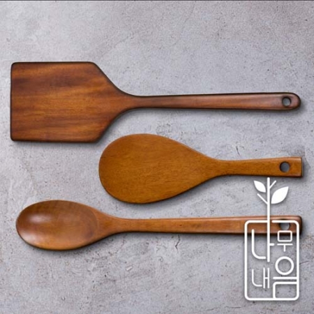 [쿠비녹스] 나무내음 뒤집게(특대) 볶음스푼 주걱 3종 세트 #2