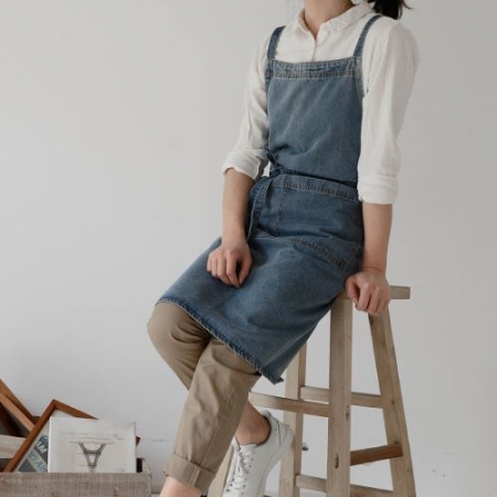어쎈틱 데님 앞치마, x형 디자인 #2