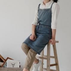 어쎈틱 데님 앞치마, x형 디자인