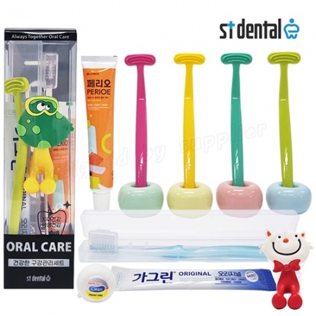 오랄케어 큐빅 크리스탈캡 페리오 ST혀클리너 5호 미세모 칫솔 치약 선물세트 #4