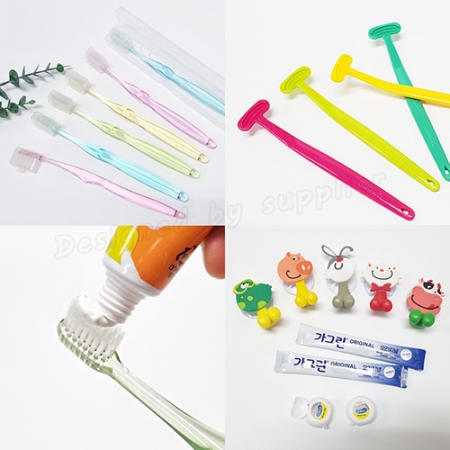 오랄케어 큐빅 크리스탈캡 페리오 ST혀클리너 5호 미세모 칫솔 치약 선물세트 #5