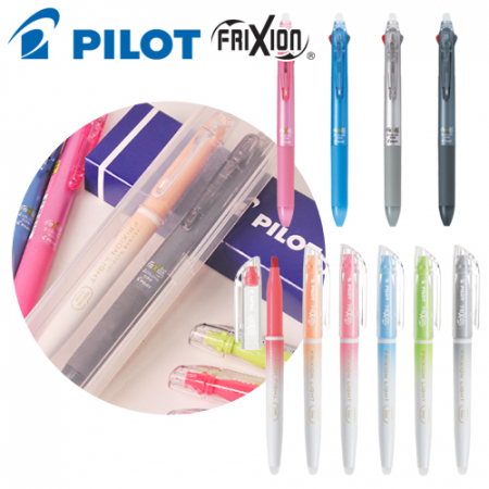 파이롯트 지워지는 프릭션 2색 볼펜 0.38 + 내추럴 형광펜 세트 #3