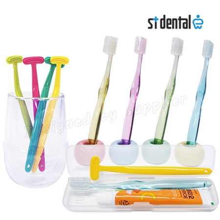ST덴탈 혀클리너 크리스탈캡 페리오 칫솔치약 여행용세트 #4