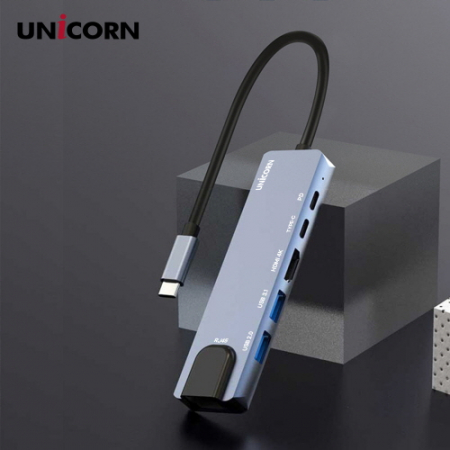 유니콘 C타입 6in1 멀티 허브 PD 87W 충전 지원 알루미늄 LAN / HDMI TCH-L50 #4