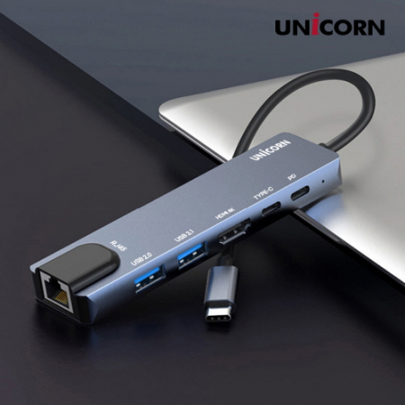 유니콘 C타입 6in1 멀티 허브 PD 87W 충전 지원 알루미늄 LAN / HDMI TCH-L50 #3