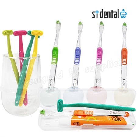 ST 덴탈 혀클리너 파스텔 클린 페리오 칫솔 치약 여행용세트 #4