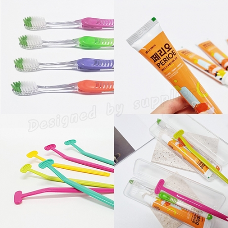 ST 덴탈 혀클리너 파스텔 클린 페리오 칫솔 치약 여행용세트 #5