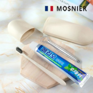 모스니에 생분해 칫솔 + 혀클리너 + 치약 150G + 생분해 케이스 대형 세트