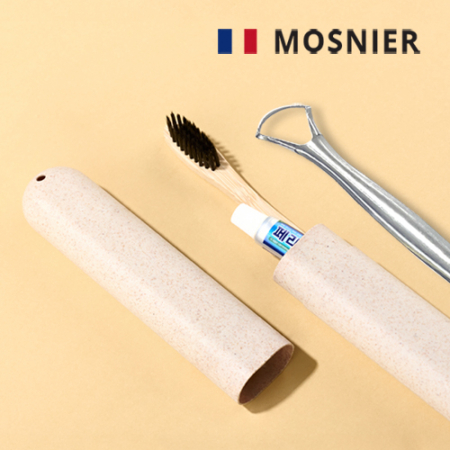 대나무 칫솔 + 혀클리너 + 치약 5g + 생분해 케이스 (소) 세트 #2