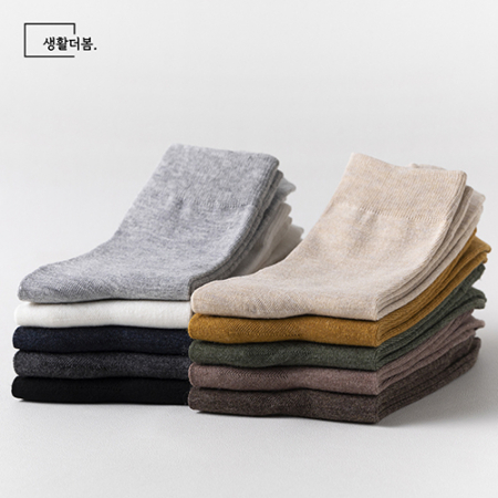 생활더봄 무지 남자 베이직 정장 캐주얼 중목양말 10켤레 #3