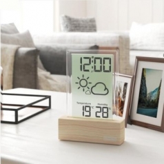 글라스 무소음 디지털 LCD 온습도 탁상시계