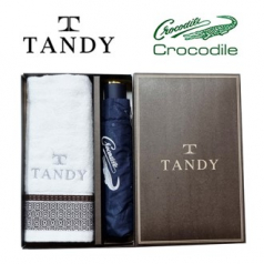 탠디 더도어 타올 + 크로커다일 3단 엠보 수동 우산세트 - 42번