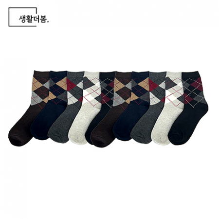 생활더봄 남자 아가일 겨울 베이직 정장 캐주얼 중목양말 10켤레 #4