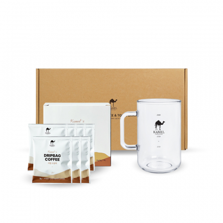 싱글 드립백 선물세트, 클래식 스퀘어머그 530ml + 카멜 드립백 클래식 #5