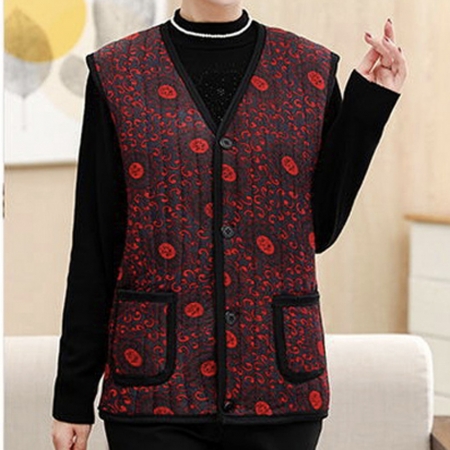 밀리어스 어르신 꽃무늬 누빔 조끼 할머니조끼 #2