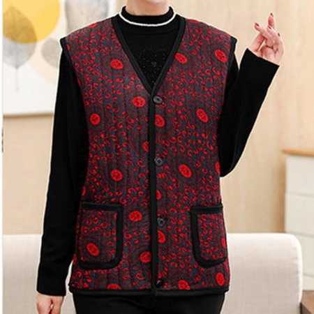 밀리어스 어르신 꽃무늬 누빔 조끼 할머니조끼 #6