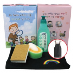 어려운이웃 (복지사각) 앞치마 주방세제 친환경 + 과일수세미 세트