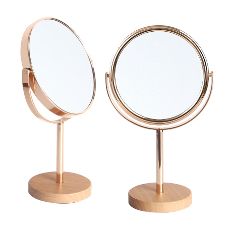 HM-421 메탈골드 우드받침 탁상 양면 확대거울 #2