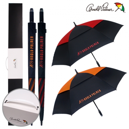 아놀드파마 75자동 이중방풍 블랙오렌지 우산 + 레드 장우산세트 #2