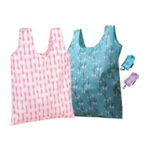 나뭇잎 핑크패턴 패션장바구니 (분홍색, 파란색(민트)]