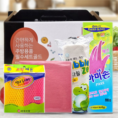 다올 한아름 주방 기프트 세트 3호, 수세미+독일행주+키친타올+고무장갑