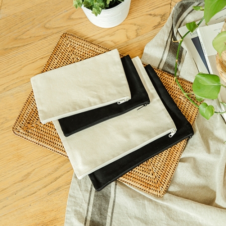 사각 검정 지퍼 면 파우치 소 21*13 // 국산 #2