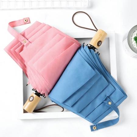 CH464 에코라이프 파스텔무지 원목손잡이 완전자동 양산 3단우산 #2