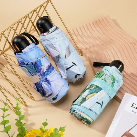 CH548 에코라이프 레터링 유화꽃 미니 UV차단 차양 수동양산 5단우산 #2