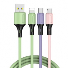 CH497 아트텍 소프트 실리콘 멀티 고속 USB 3in1 충전케이블 0.5m